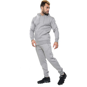 Men's 80% Cotton 20% Polyester Fleece Plain Hoodies & Sweatshirts With Matching Trouser Pants Tracksuit Sets - Product Image 2