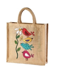 Sacs fourre-tout en jute écologiques avec logo personnalisé, poignée en corde de coton, impression sérigraphique, haute qualité, utilisation pour les fêtes, rangement, fermeture à glissière - Product Image 1