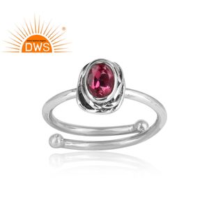 Bague ovale cintrée en argent Sterling 925 pour femme, gros bijoux, pierre précieuse naturelle en topaze rose naturelle, ajustable, nouvelle collection - Product Image 2