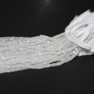 Cuentas de piedras preciosas Rondelle facetadas de piedra lunar blanca AAA Natural de 3mm y 4mm, compre ahora de Fabricante Mayorista Regular en línea - Product Image 4