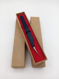 Pinzas de extensión de pestañas de acero inoxidable con agarre de diamante de aislamiento de recubrimiento de polvo de medianoche de alta calidad, herramientas de belleza con logotipo personalizado - Product Image 4