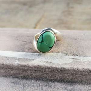 Bague turquoise verte naturelle 925 bijoux en argent sterling avec pierres précieuses approvisionnement en gros pour les femmes produit fait à la main - Product Image 5