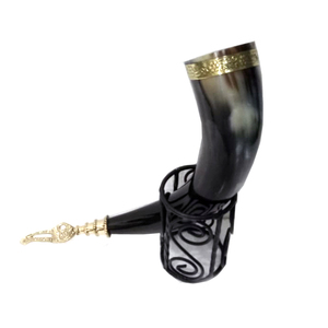 Corne à boire viking avec bec en laiton, design antique, corne à boire médiévale avec support, corne à boire en buffle personnalisée - Product Image 1