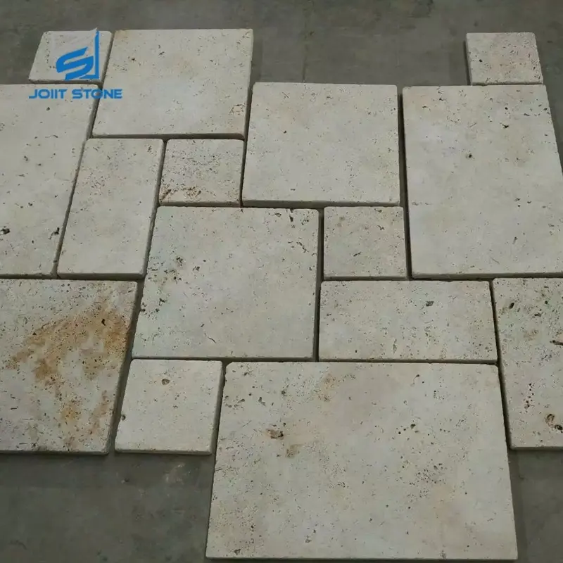 Good Price Unfilled Coffee Travertine French Pattern Paver For Swimming Pool