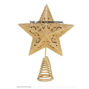 Fer métal étoile forme or fini arbre de noël Topper fait à la main vente chaude plus haute qualité arbre de noël Topper - Product Image 1