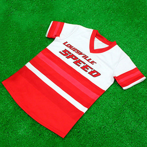 Camiseta de Fútbol con Cuello en V, Manga Corta, Rayas Rojas y Blancas, Unisex para Adultos, Ropa Deportiva de Poliéster que Absorbe la Humedad - Product Image 3