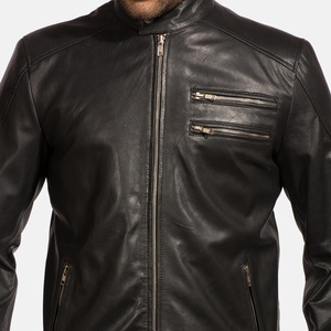 Xcite Sports New Men's Genuine <b>Leather</b> Slim Fit Motorcycle <b>Jacket</b> Black Windproof with Vintage Decoration - Product Image 2