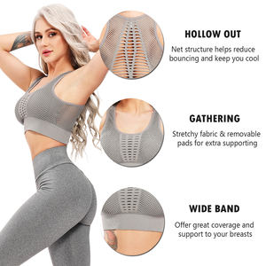 Sujetador deportivo con cierre frontal para mujer, sostén deportivo de talla grande, con cierre frontal, color blanco, negro y azul - Product Image 2