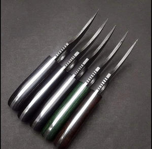 Cuchillo desollador de acero de Damasco de calidad superior personalizable, cómodo mango de cuerno de madera, Funda de cuero para caza, OEM DIY - Product Image 3