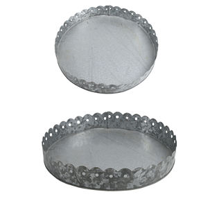 Plateau de service galvanisé Forme ronde Plateau de service de fantaisie Designer traditionnel Vente en gros Plat de service galvanisé élégant indien - Product Image 3