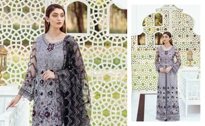 ชุดสาหรี่ปากีสถานผ้าชีฟอง RAMSHA สวยหรูสำหรับผู้หญิง ชุดยาวสำหรับงานปาร์ตี้ฤดูหนาวสำหรับผู้ใหญ่ - Product Image 3