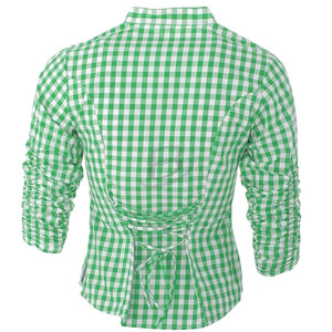 Mens Traditional Bavarian Trachten Checked Shirt Cotton Plaid <b>Long</b> <b>Sleeve</b> Oktoberfest Shirt - Product Image 3