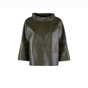 Bonne vente Chemise en cuir respirante pour hommes avec boutons élégants Chemise à manches longues en cuir pour hommes de l'usine - Product Image 1