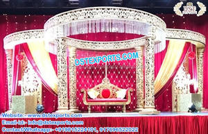 Mandap แต่งงานกลางแจ้งที่ทันสมัยกับ Dom ล่าสุดแต่งงานวินเทจ Mandap และ Dom แต่งงานพิเศษสีขาวโรมันเสา Mandap - Product Image 5