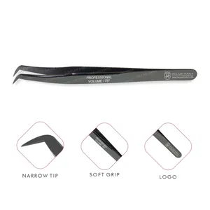 Alemán de acero inoxidable de Color negro de extensión de pestañas pinzas (punta estrecha) mejor pinzas para pestañas extensión pestañas pinzas - Product Image 1