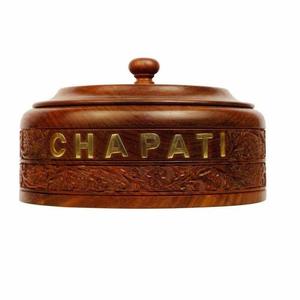 <b>Wooden</b> <b>Bread</b> <b>Box</b> In Round Shape Mango Wood With stainless-steel bowl inside 9x9x4 inch - Product Image 5