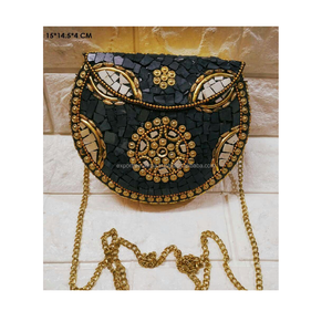 Indian Style Mosaic Bohemian Metal Clutch Bag for Women Luxury Evening Handmade Messenger Wedding Purse Chains Wholesale - Product Image 5