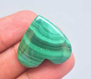 Malaquita-cabujón con forma de corazón, joyería de malaquita de alta calidad, forma de corazón - Product Image 5