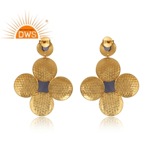 Dernières tendances : Boucles d'oreilles pendantes en calcédoine bleue 2026 pour fabricants de bijoux de mode sur mesure - Product Image 4