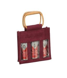 Bolsa de botella de yute roja serigrafiada ecológica del fabricante indio para el hogar, la Oficina y actividades al aire libre, picnics de vino, senderismo - Product Image 1