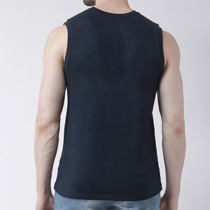 Camiseta sin mangas para hombre, cuello alto, color azul marino, 100% algodón poliéster, verano, logotipo personalizado, precio mayorista 2026 - Product Image 2