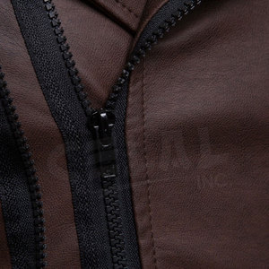 Chaquetas de cuero ligeras hechas en Pakistán para hombre, logotipo personalizado, transpirable, con capucha, cuello levantado, ropa de calle para invierno, talla XL, precio - Product Image 3