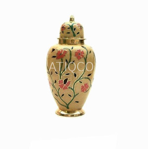 Solid Brass Metal Cremation Urn Adult American Style Latest Modern Design Gold <b>Jar</b> Stylish Attractive - Product Image 4