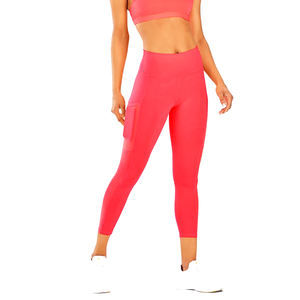 Pantalones deportivos de LICRA transpirables de cintura alta para mujer, mallas de Yoga sin costuras, bolsillo, verano, gimnasio, estampado, Logo estampado, cintura para entrenamiento - Product Image 6