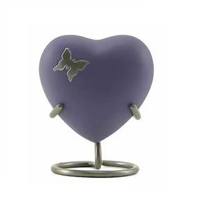 Urna de aluminio en forma de corazón de estilo europeo, diseño moderno hecho a mano, acabado azul, soporte grabado en plata incluido, hecho de latón - Product Image 3