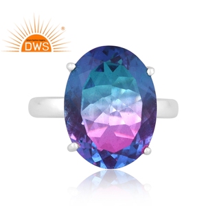 Custom Jewelry Manufacturer Latest Design Fine Sterling Silver Natural Bio Tourmaline Doublet <b>Quartz</b> Gemstone Stackable <b>Ring</b> - Product Image 2