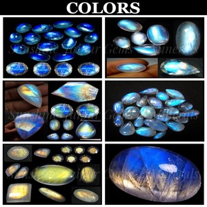 "8X10mm Natural Oval piedra lunar del arco iris" Venta al por mayor precio de fábrica de alta calidad de piedras preciosas sueltas | Arco Iris NATURAL Moonstone | - Product Image 5