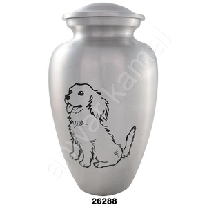 Engraved <b>Dog</b> Design Aluminium Pet Cremation <b>Urns</b> - Product Image 1