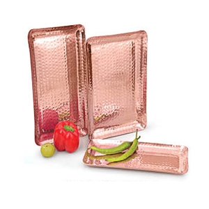 Plateau en cuivre de forme ovale et 8 plats, pour un look chic, plateau de service alimentaire haut de gamme, directement du exportation de l'inde - Product Image 5