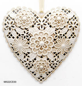 HIGH QUALITY WEDDING <b>DECORATION</b> HEART SHAPE FLOWER ZINC ALLOY ORNAMENT with OPTIONAL <b>RIBBON</b> - Product Image 1
