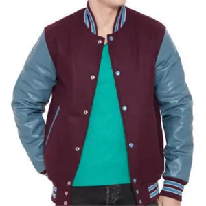 Модная стильная куртка на заказ/мужские куртки из мелтоновой шерсти с кожаными рукавами