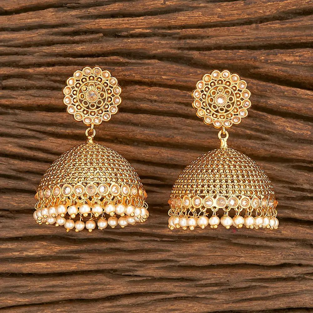 Gold Plating Antique Jhumki Earring 206928