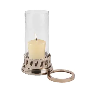 New design Modern wholesale made In India Aluminum Base Hurricane Candle Holder For Home Hotel wedding centerpiece Decoration