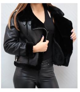 Veste à fermeture éclair unisexe, décontractée, en peau d'agneau véritable, de couleur noir, à la mode, avec vraie fourrure, disponible en toutes les couleurs, fabriqué au Pakistan, nouveau - Product Image 4