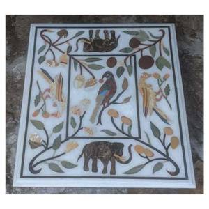 Mesa con incrustaciones de mármol blanco - Product Image 1