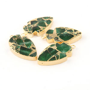 Ompressed-conector de cobre verde turquesa para pendientes, piedra preciosa, chapado en oro - Product Image 3