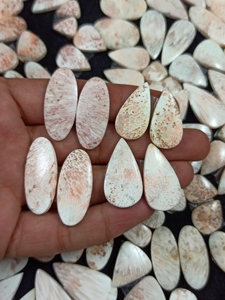 Paire de cabochons lisses en forme de mélange de scolecite naturelle Cabochons de taille libre à dos plat Idéal pour la fabrication de bijoux Cabochon poli à la main - Product Image 4