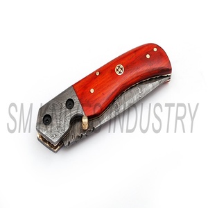 มีดดามัสกัสที่กำหนดเองที่ทำด้วยมือที่สวยงามซับล็อคมีดพับบิดรูปแบบ (Smk1259) - Product Image 6