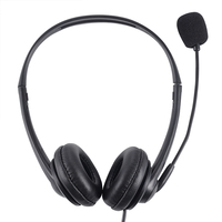 Headset USB Murah WH7, Mikrofon PC Berkabel Over-Ear untuk Call Center dan Komputer dengan Headphone Mic