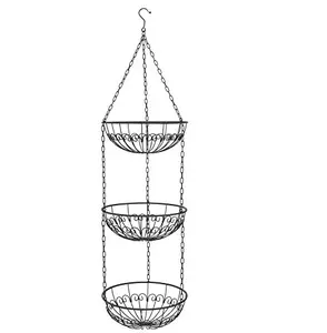 Sıcak satış 3 katmanlı Metal hasır asılı sepet ev ve bahçe kullanımı için meyve ve sebze sepeti duvar asılı sepetleri mutfak için