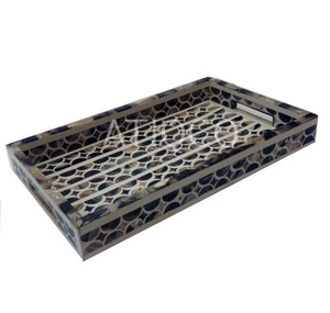 Plateau de service rectangulaire moderne en résine - Product Image 2