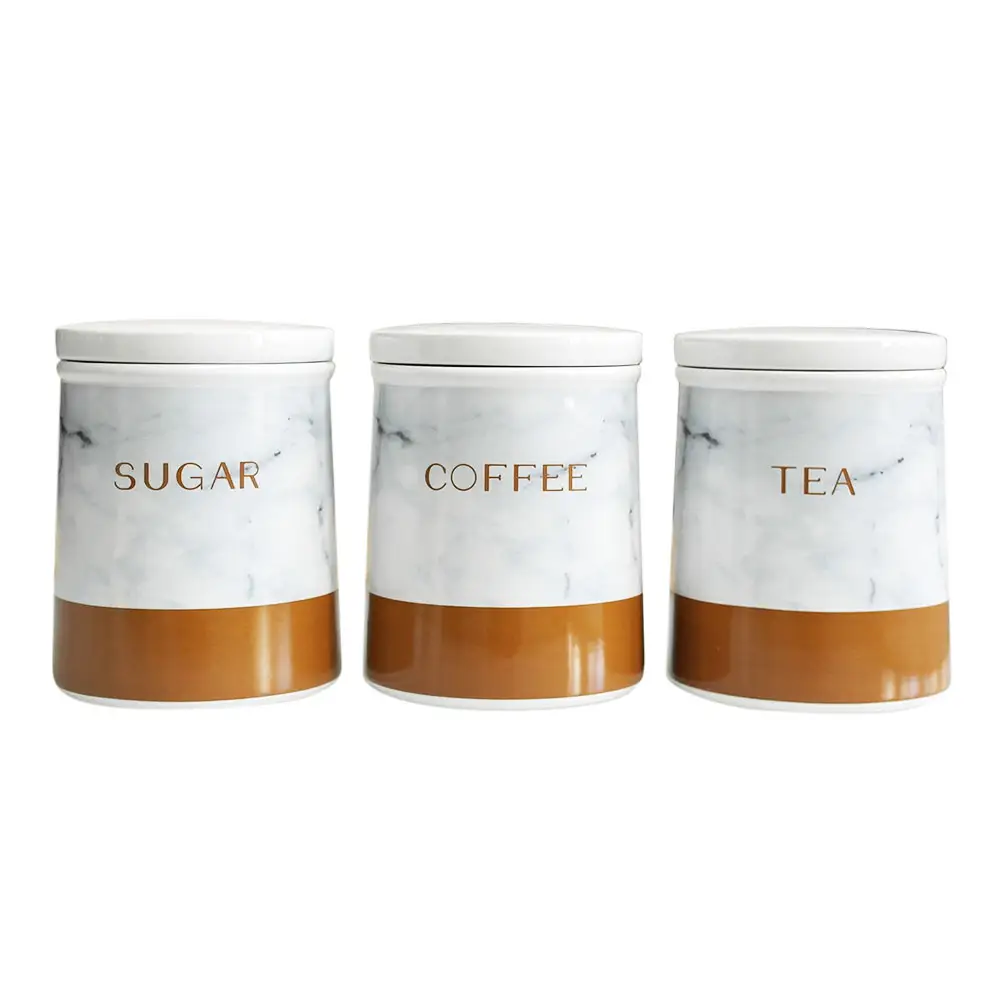 3Pcs Kitchen Spice Jar Tea Canister Coffee Sugar Food Storage Pot with Lid