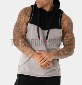 Lo último en camisetas sin mangas con capucha y logotipo de alta calidad para hombre, camiseta sin mangas con corte muscular para culturismo, sudaderas con capucha para gimnasio - Product Image 2
