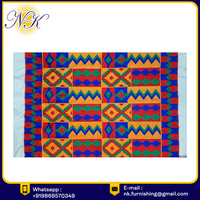 Tissu Seersucker Abstrait Brodé à la Main en Polyester/Coton Résistant aux Déchirures 280 GSM Qualité Premium Meba Wo Kente