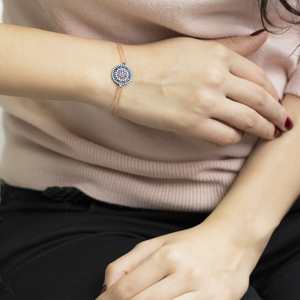 Bracelet en pierre arc-en-ciel forme ronde Theia argent artisanat en gros conception turque pour dames en argent Sterling 925 - Product Image 4