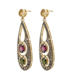 Joyería Personalizada OEM, Pendientes Colgantes de Plata 925/Latón Chapado en Oro con Esmeralda, Rubí y Zafiro Cultivados en Laboratorio, Proveedor de Joyería Étnica - Product Image 3